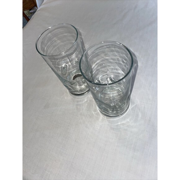 Crisa Libbey Impressions Clear Glass Tumblers Sz  3” Wide 6” Tall Set Of 2 16 Oz - Picture 9 of 12